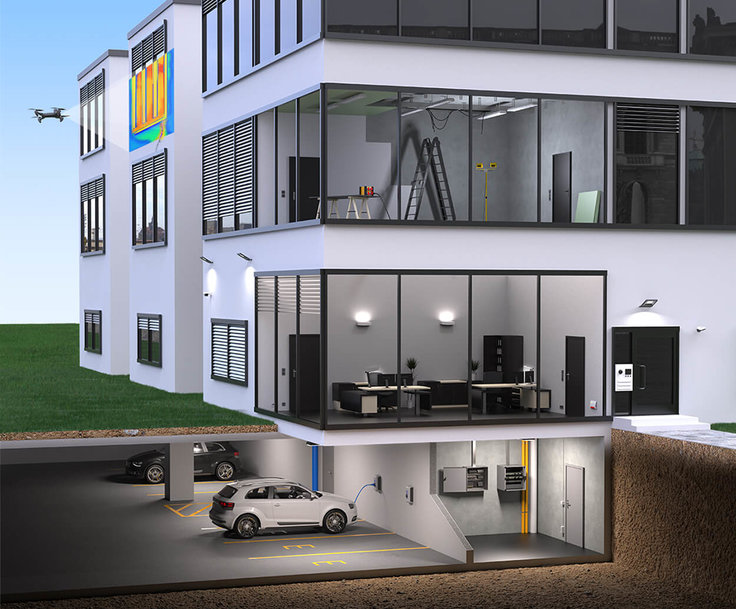 Tecnologia degli edifici in primo piano